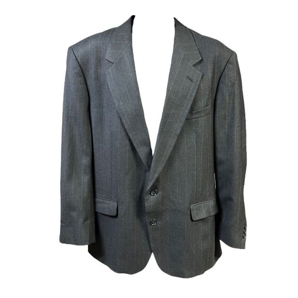 Vintage Rue Royale By Nino Cerruti Men Gray Pinstripe 80s Two Button Suit Jacket